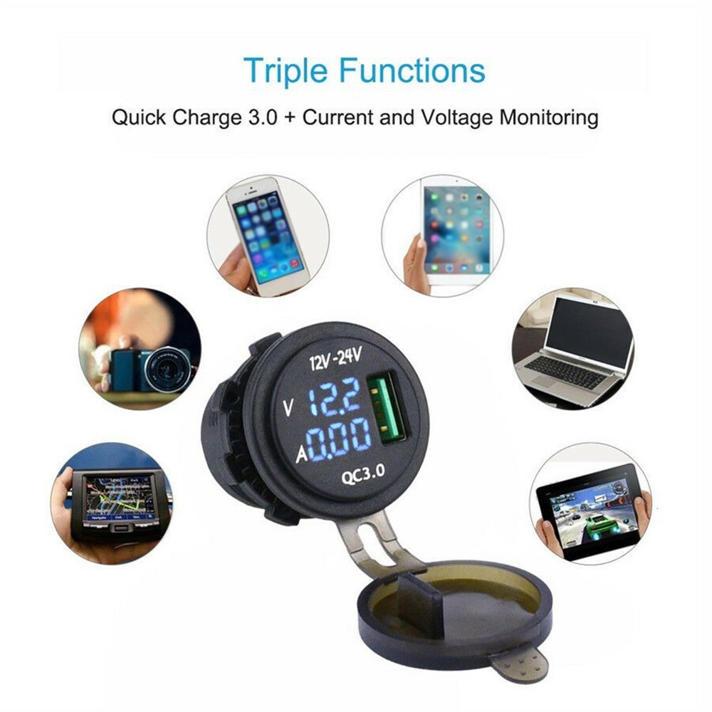 Fast Socket Socket Amplifier Voltage Waterproof DC 12 / 24V Blue