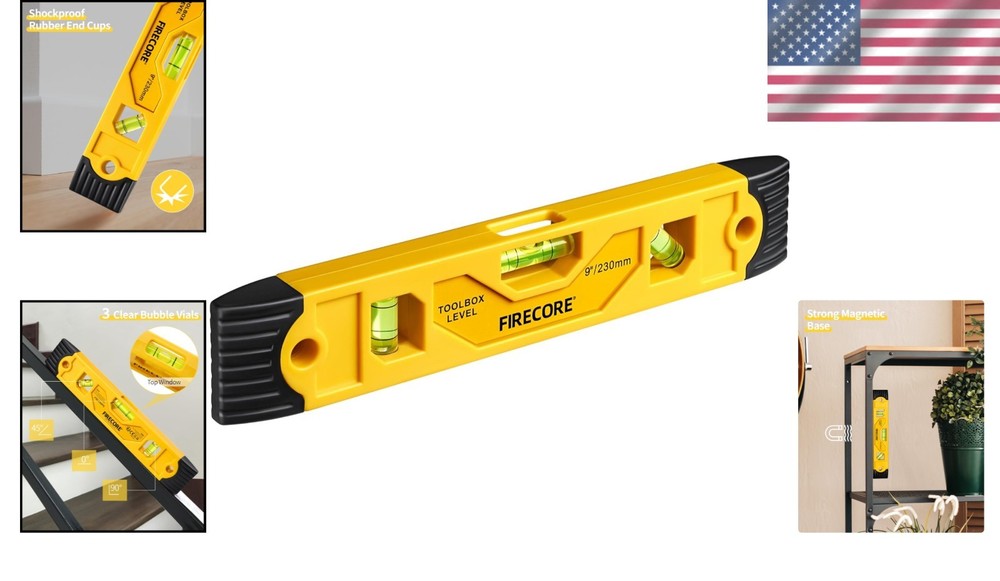 Precision 9-Inch Torpedo Level with Magnetic Base & Durable Build for Projects