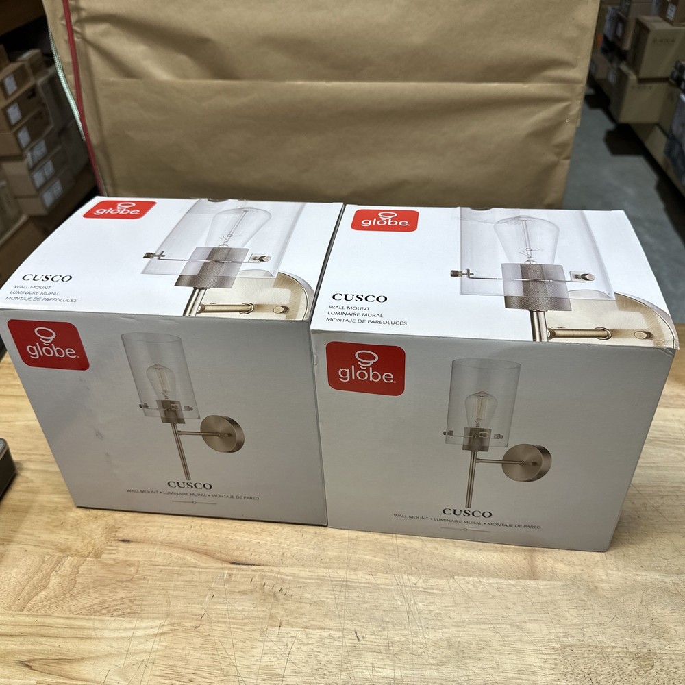 2-pack Globe Electric Cusco 1-Light Antique Brass Sconce 65958