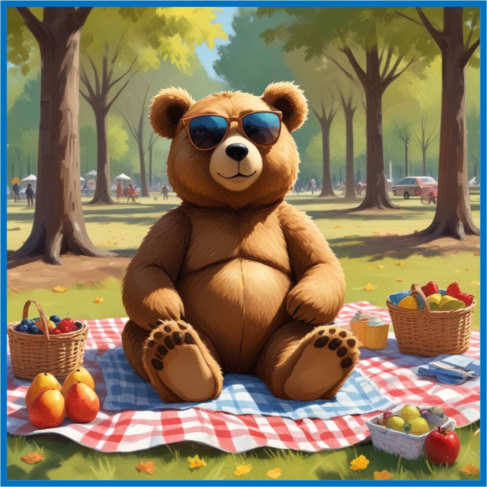 30 Custom Cool Summer Bear Picnic Personalized Address Labels