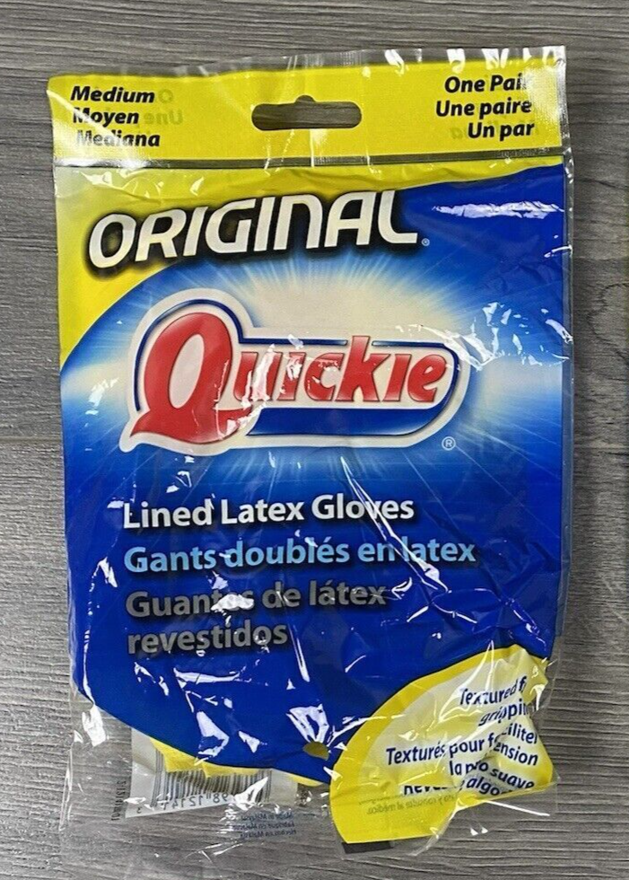 Quickie Lined Latex Gloves, Medium Yellow 2012 Sealed