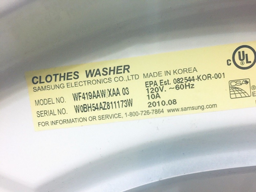 Samsung Washing Machine Model WF419AWXAA03 Drain Panel Door bottom
