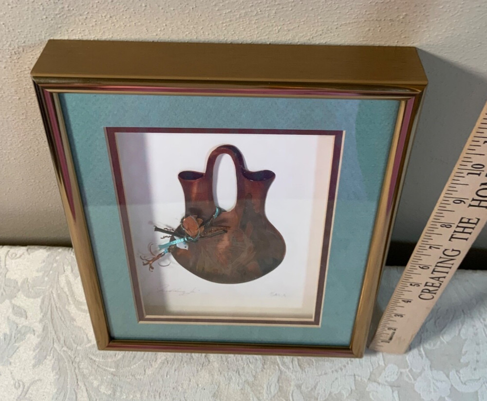 Signed Mark Oberkirsch Copper Art Designs WEDDING JAR In Shadowbox Frame ‘92