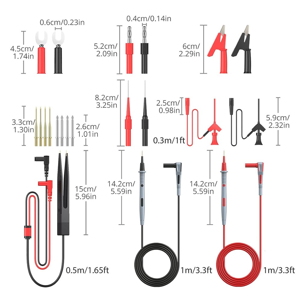 21pcs Multimeter Test Lead Kit Electrical Alligator Clip Test Probe Plug Set