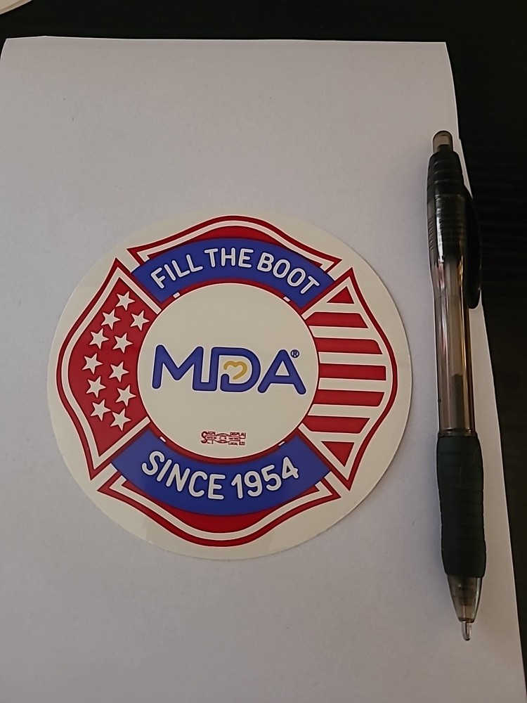 MDA Fill The Boot Sticker. Firefighter