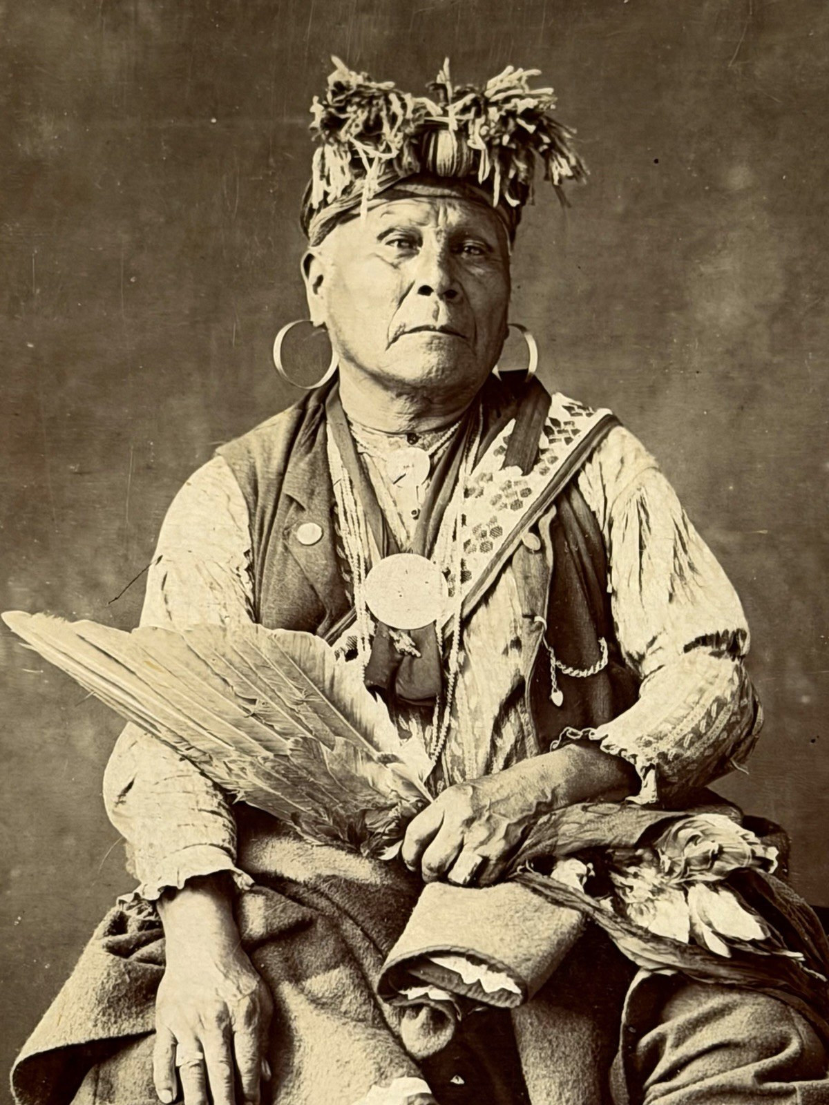 Vintage Native American Indian Portrait "Potawatomi Medicine Man Named Conapaka"