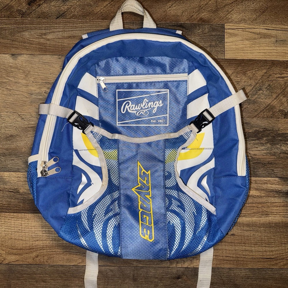 Rawlings Savage Blue BASEBALL 16" Backpack - Medium Sized  - 2 Side Bat Sleeves