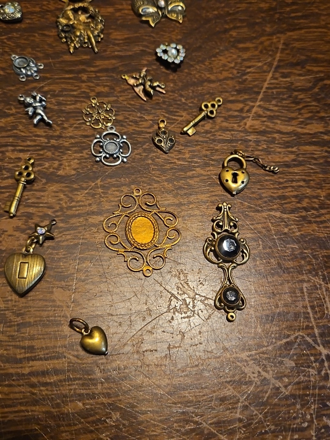 Lot Of 50 Mixed Parts Pcs France Vintage 60s Brass Stampings Findings Jewelry 26
