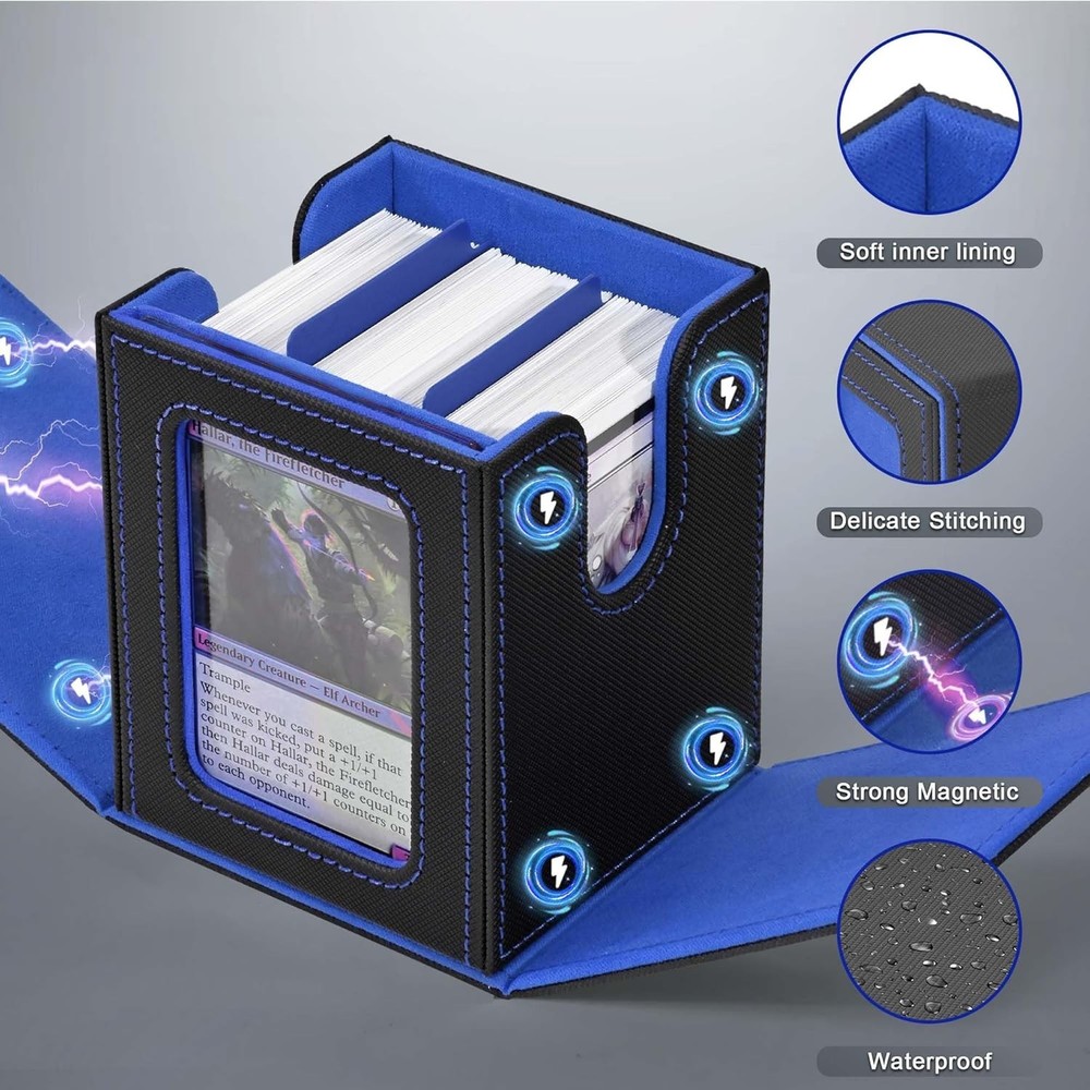Portable Commander Deck Box - Leather Case for 100 Double-Sleeved Cards