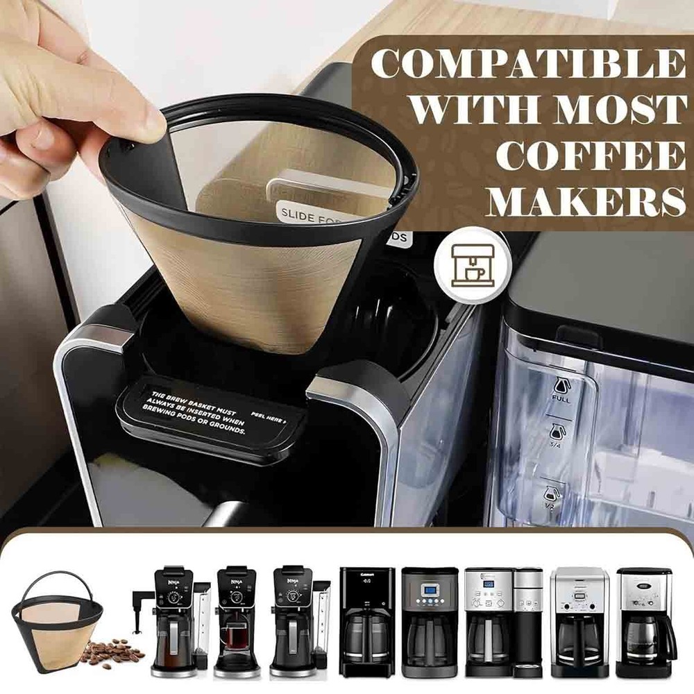 2 Pack Reusable #4 Cone Style Coffee Filter for Black & Decker Cone Shaped