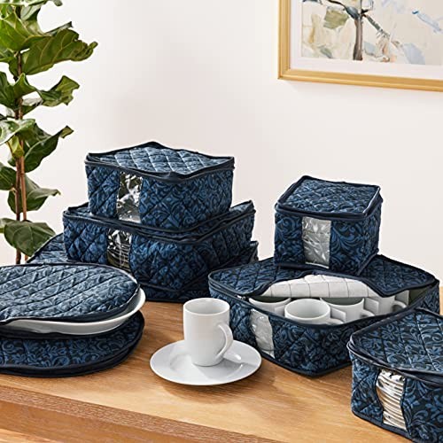 8-Piece Storage Containers Set – China, Navy, Quilted, Stackable Dish & Navy