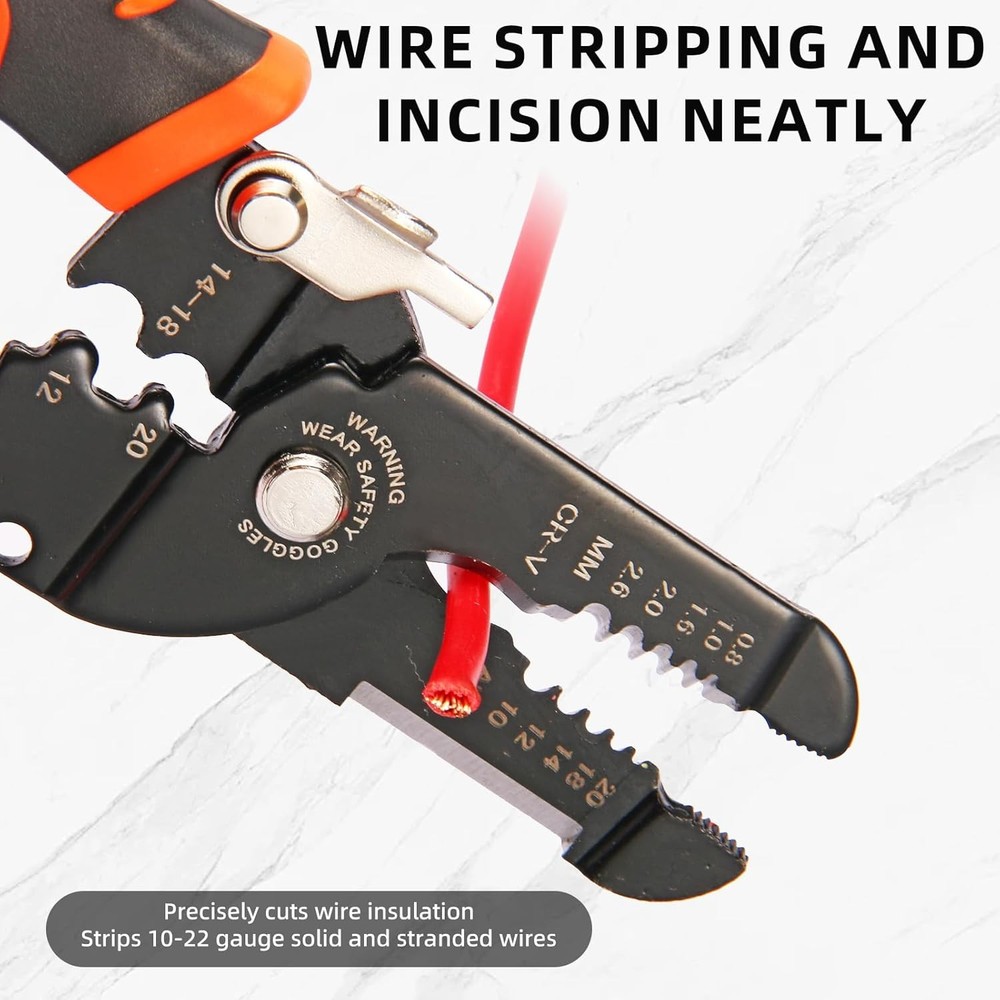 Wire Stripper, 3-rd Generation Strippers or Crimping Tool, 5-IN-1 Orange