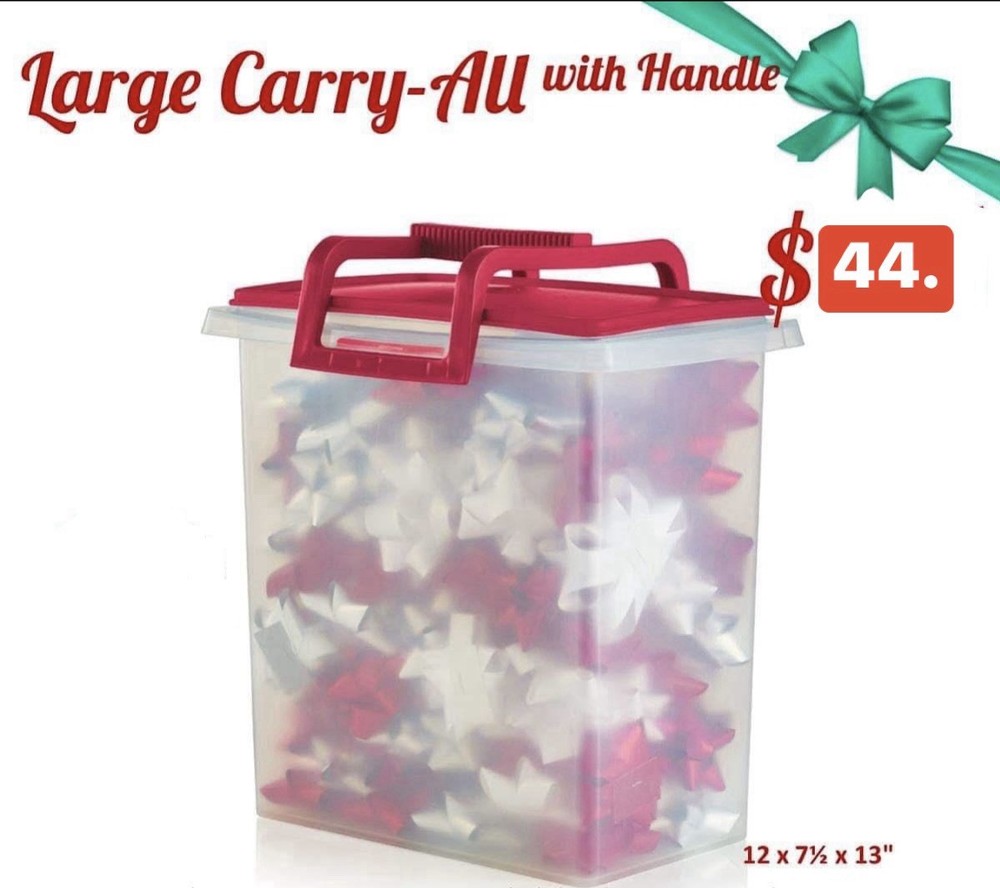 Tupperware Carry All Large Storage Container with Handle RED Tote 58 CUPS~Crafts