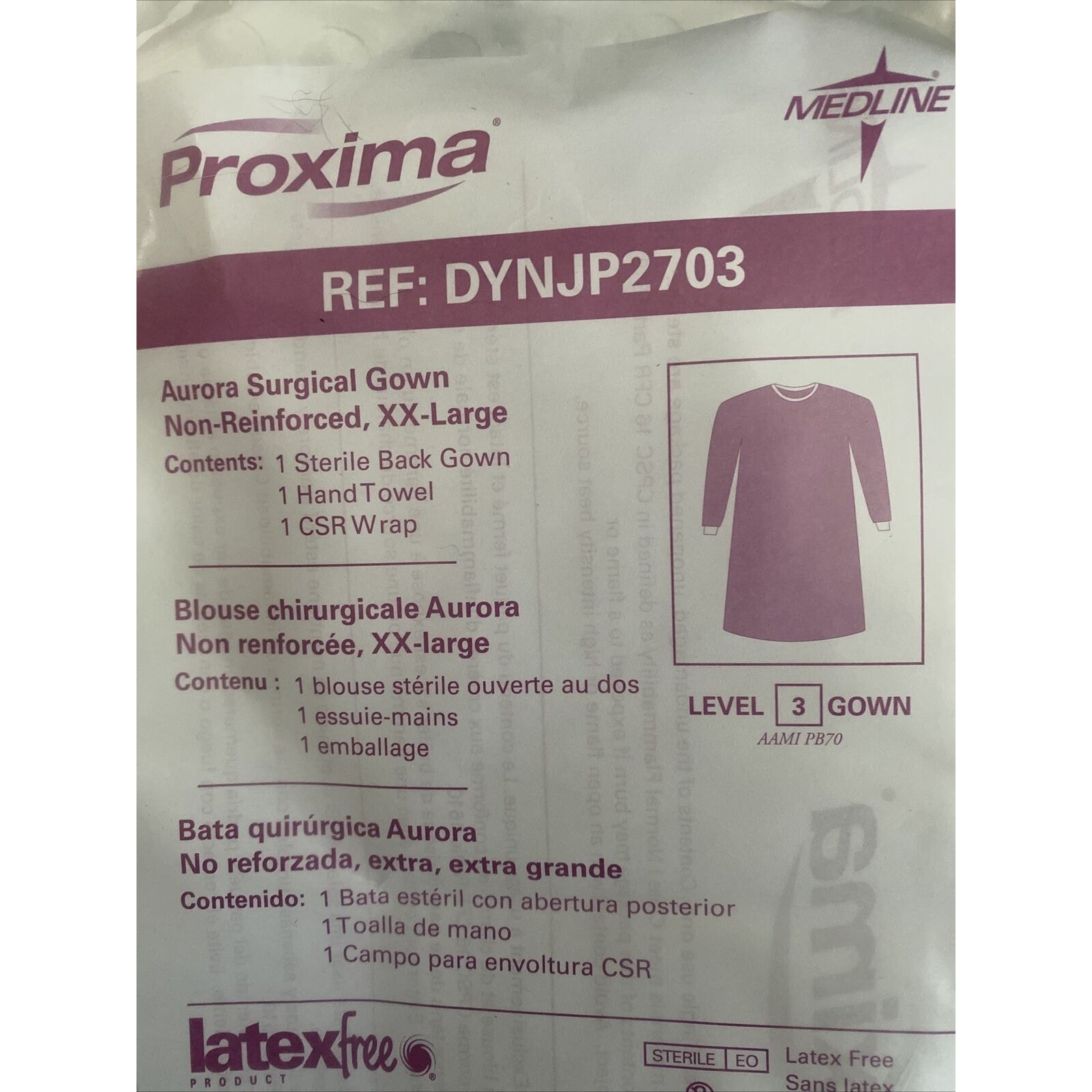 Medline Proxima Aurora Surgical Gown Large Size XXL Level 3 Sterile DYNJP2703