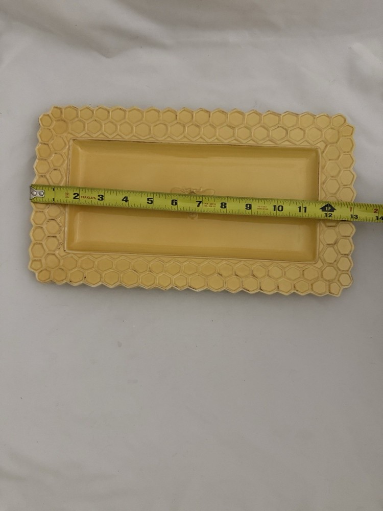 Boston International Rectangular Ceramic Serving Platter 13x7.5 Honeycomb