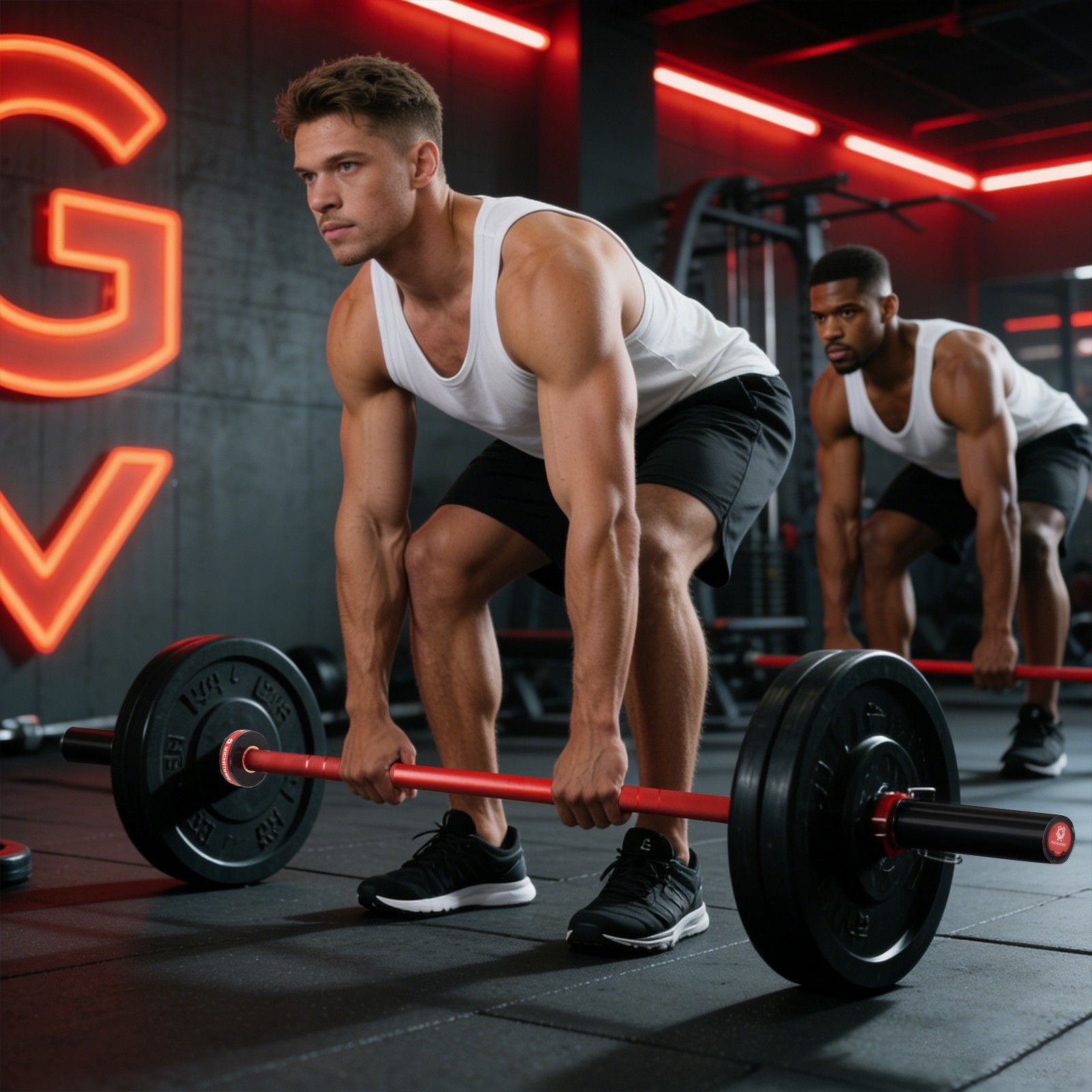 RICHUANG Olympic Barbell 6FT 28mm 500LBS Weightlifting Bar for Home Gym Red/Blue