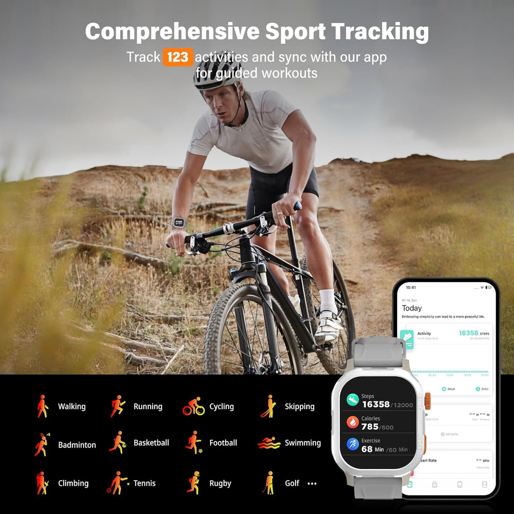 Smart Watch, 2.13‘’ AMOLED Display, 5ATM Waterproof, Voice Assistant, Multiple S