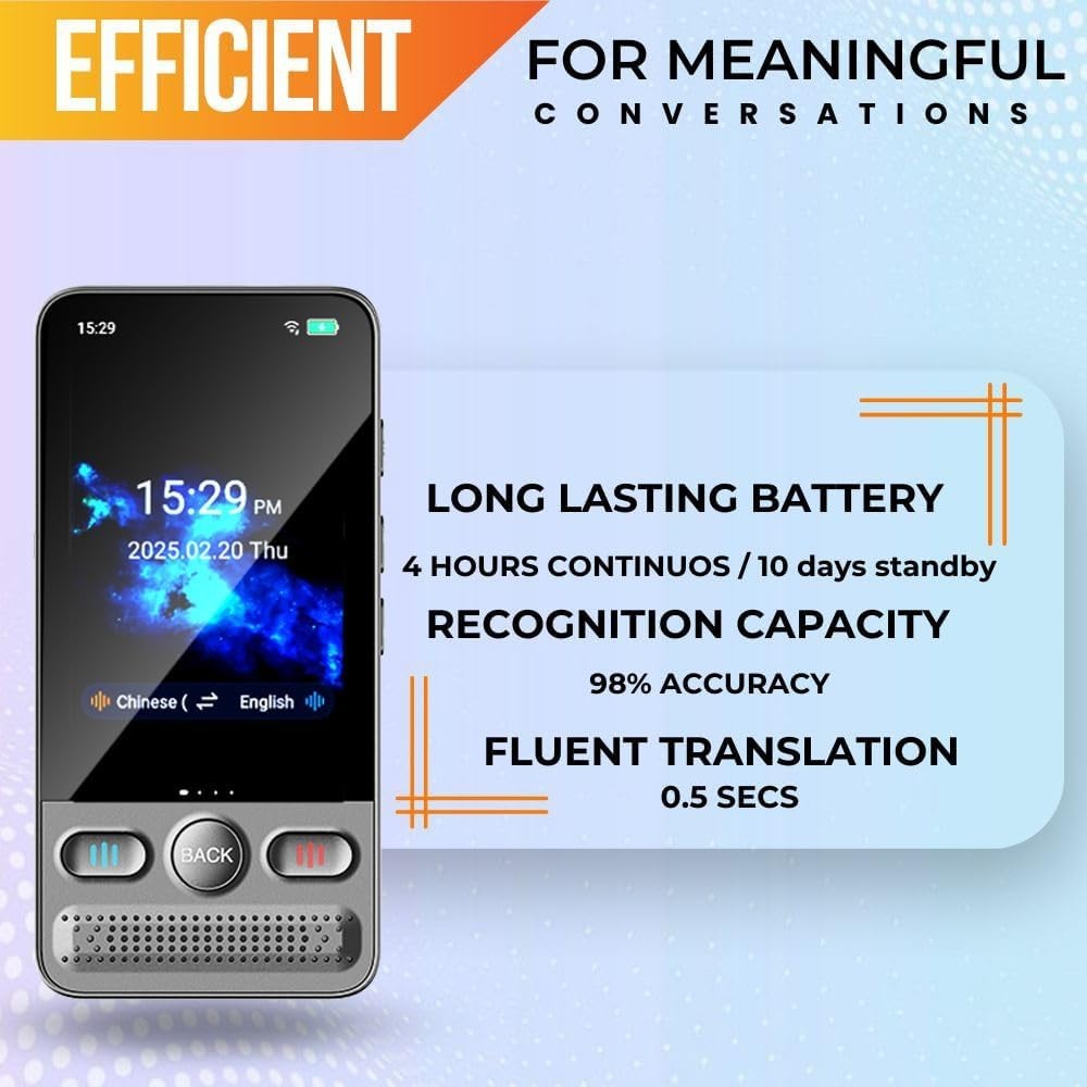 Language Translator Device, Voice/Text Bidirection Word Translator, 138 Langu...