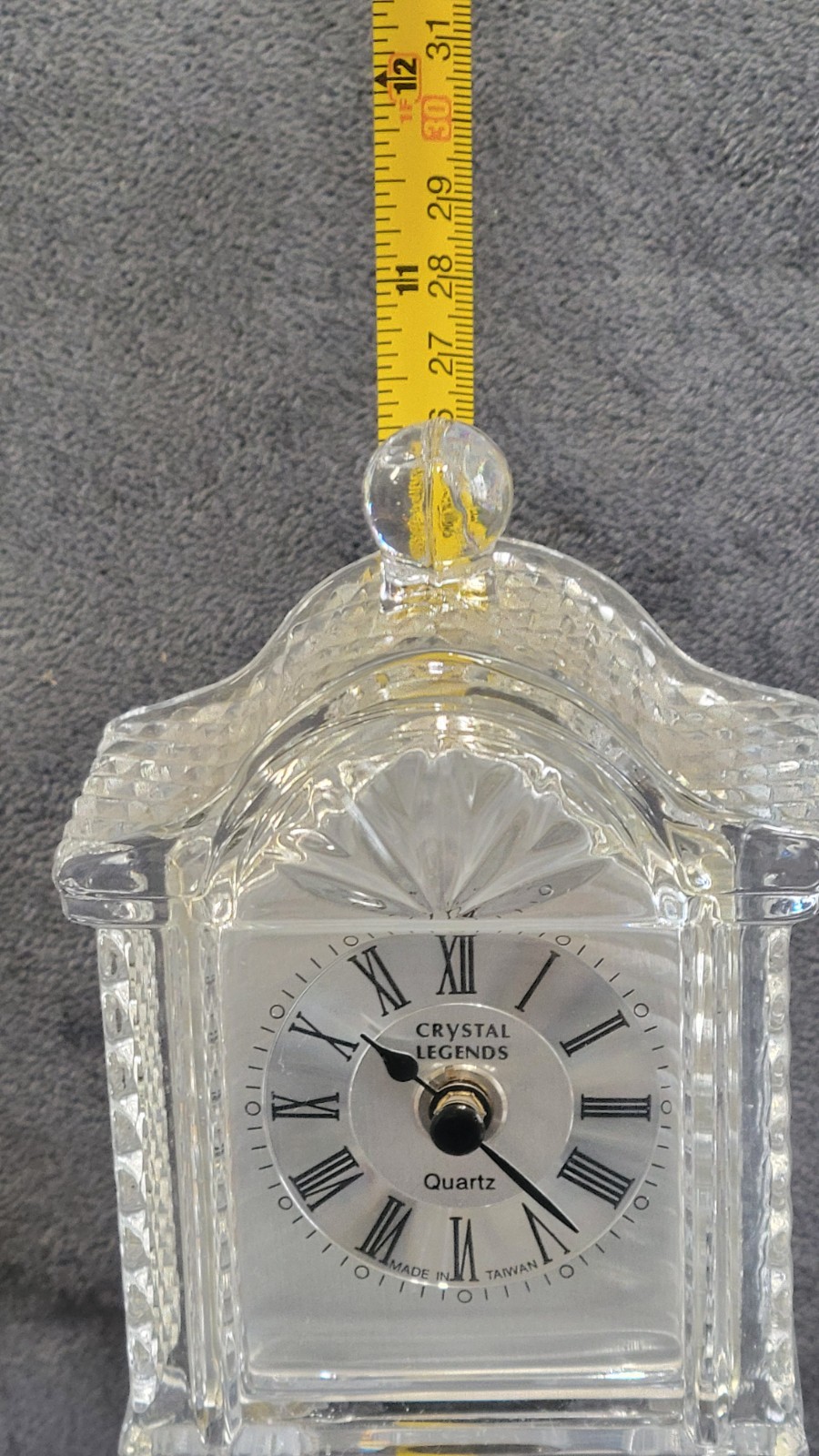 Vintage Crystal Grandfather Desk Or Office Clock Quartz Movement In Original Box