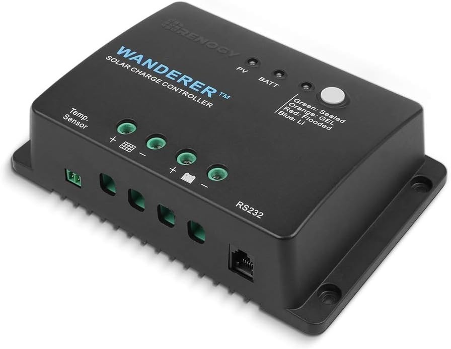 Wanderer Li 30A 12V PWM Solar Charge Controller with Bluetooth & Temp Sensor
