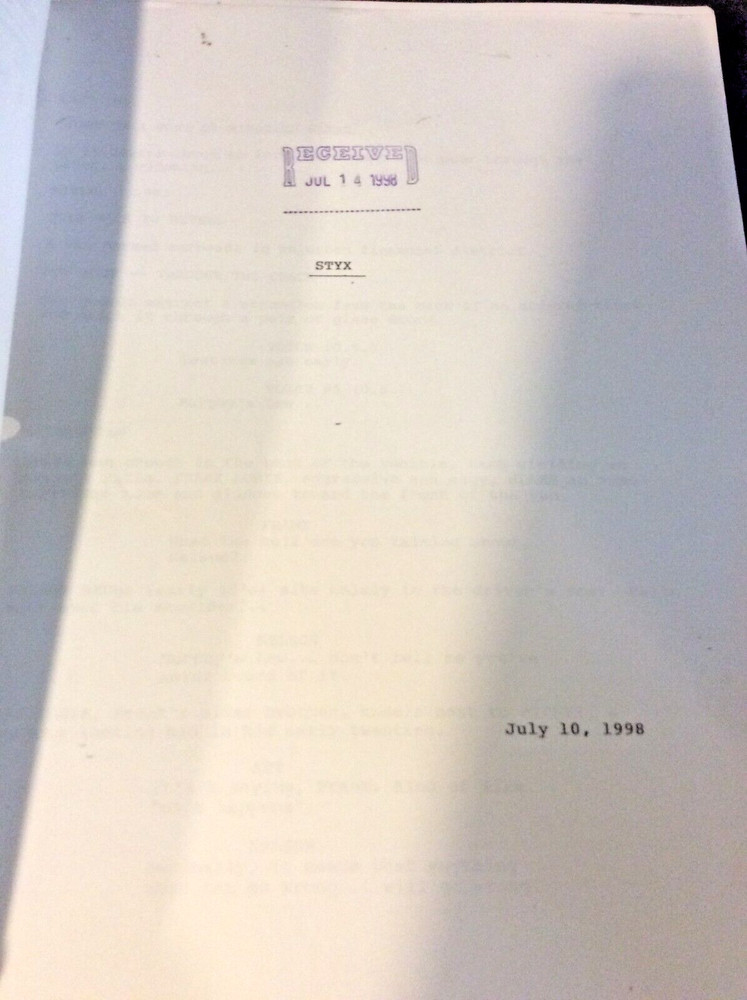 ORIGINAL SCRIPT STYX PETER WELLER BRYAN BROWN ANGUS MACFAYDEN ALEX WRIGHT