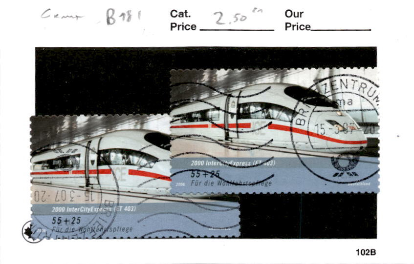 Germany, Postage Stamp, #B981 (2 Ea) Used, 2006 Train, Railraod (AC)