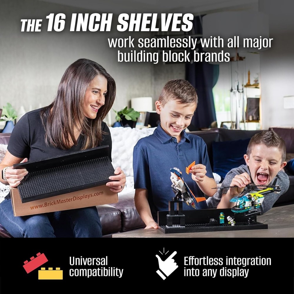 BrickMaster Displays - 16 Inch Building Block Shelf -(2 Pack)