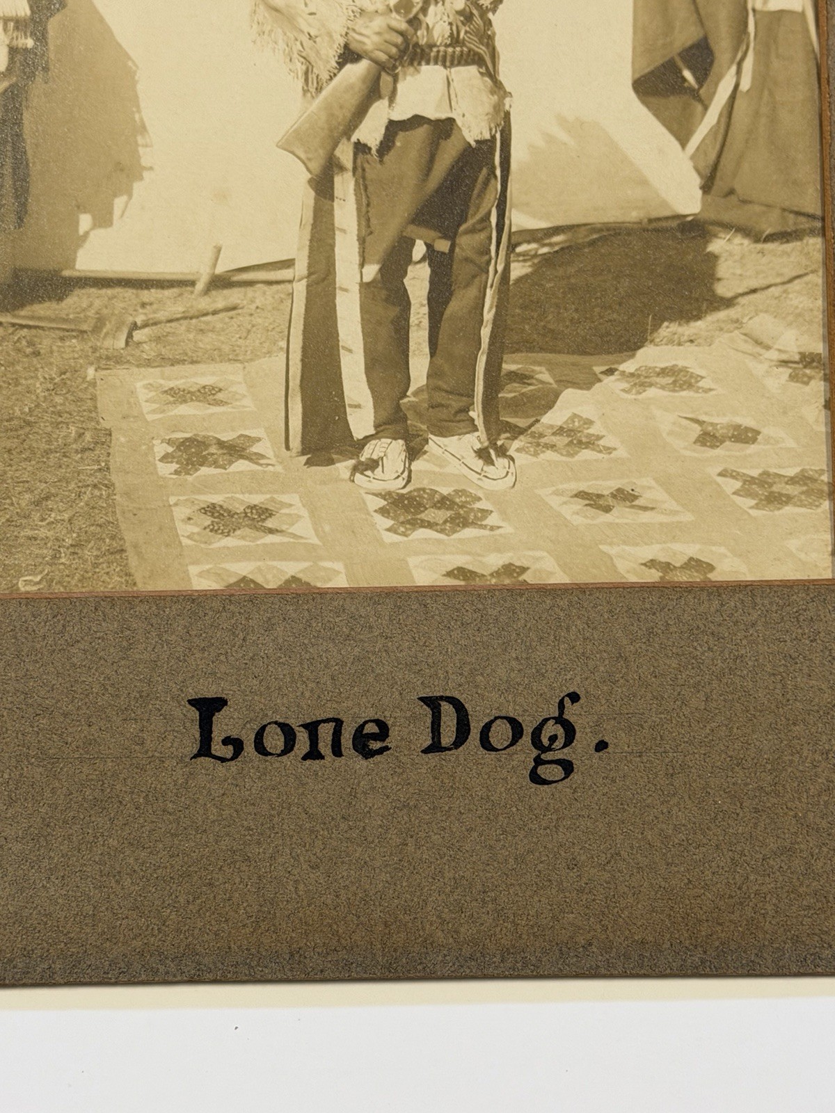 Vintage Native American Cabinet Photo Titled: "Lone Dog"; Early 20th Century