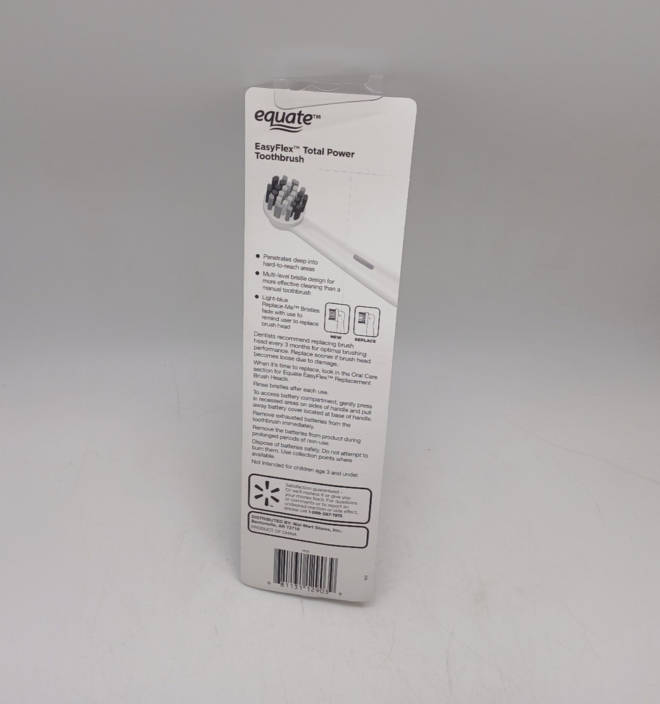 Equate Easyflex Total Power Electric Toothbrush + 2 Replacement Heads