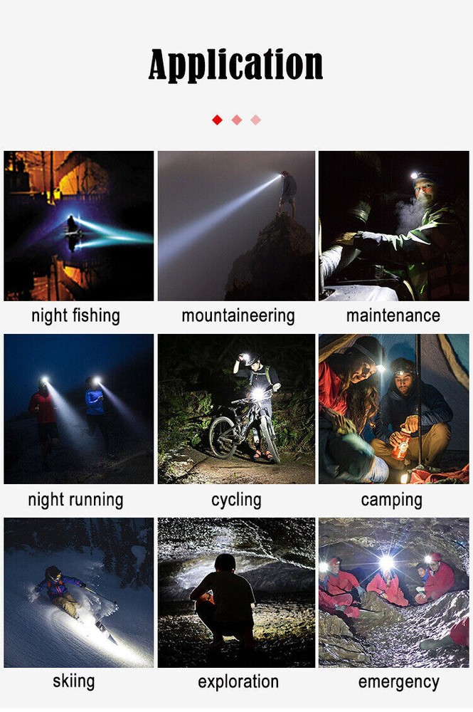 COB LED Headlamp Headlight Flashlight Torch USB Rechargeable Waterproof Sensor