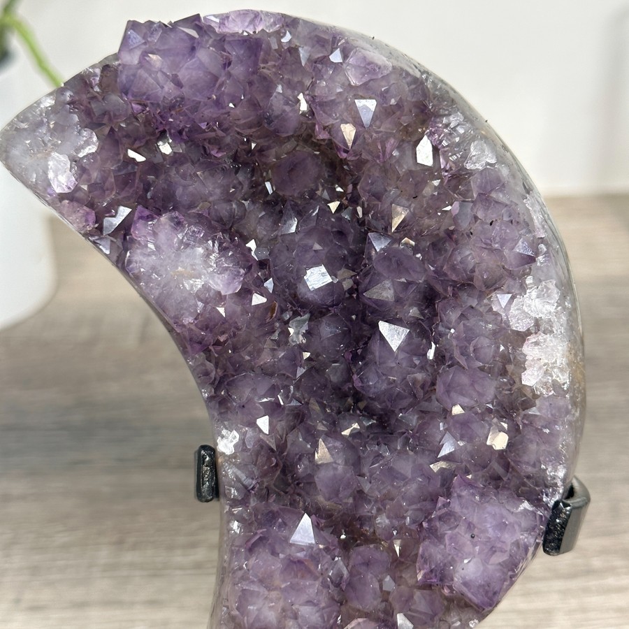Amethyst Moon Shape Crystal Cluster on Stand. MWS2576