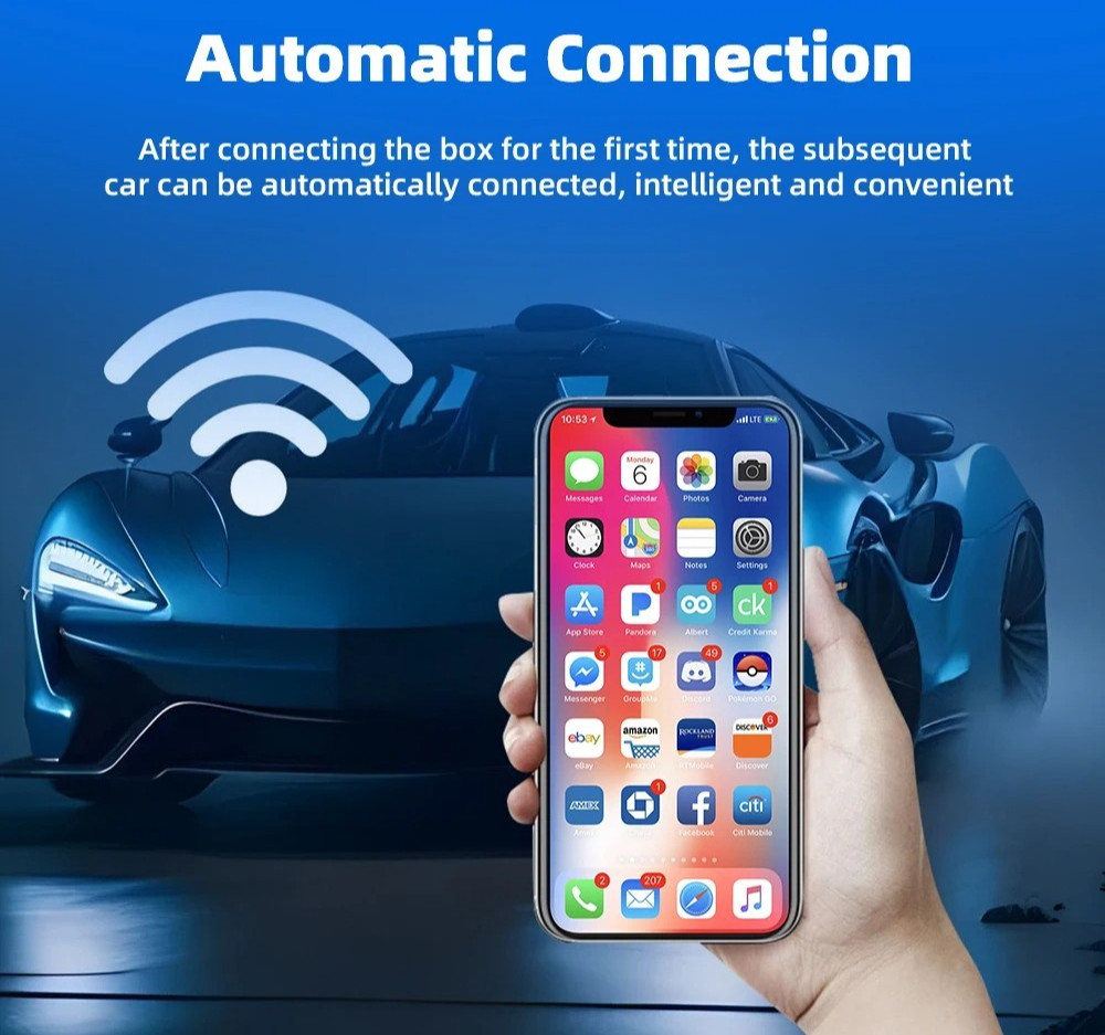 2-in-1 Wireless CarPlay Android Auto Adapter Plug & Play USB for iPhone Android