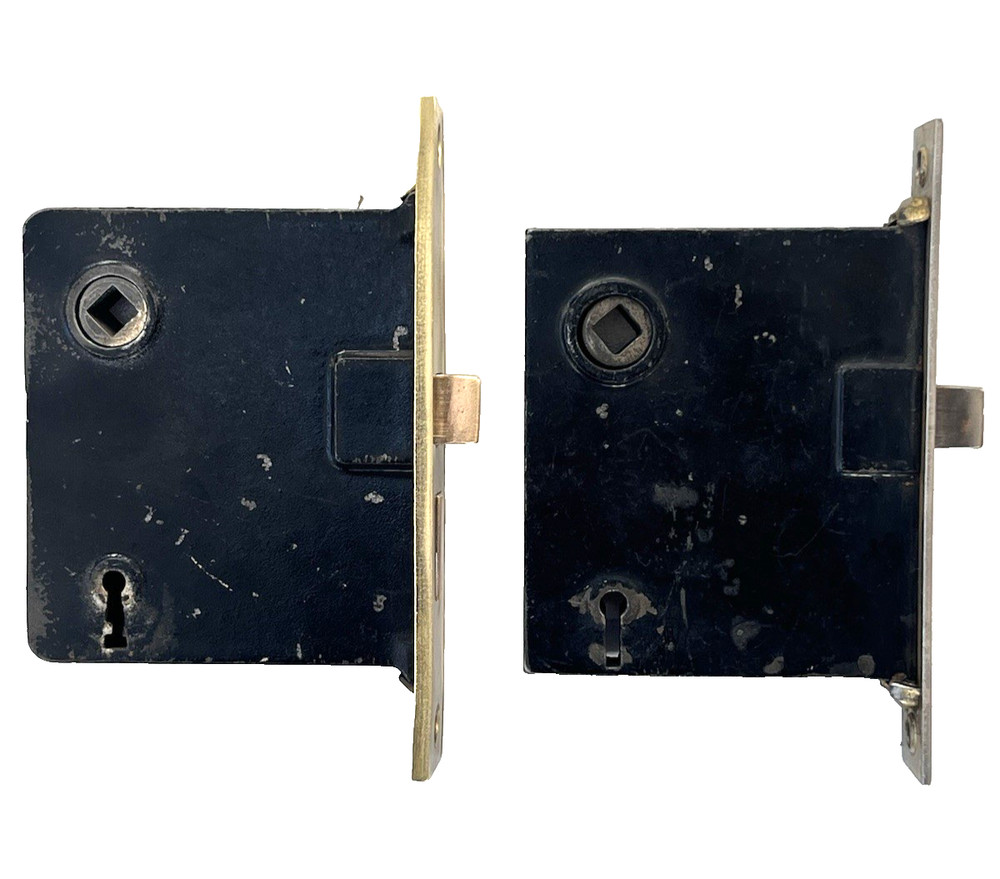 2 Antique Mortise Private Locks, Cast Iron, CORBIN & Unmarked Fully Functional!
