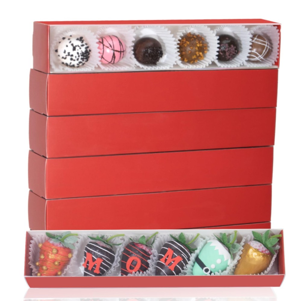 50 Pack Long Chocolate Covered Strawberry Boxes Macaron boxes Truffle Boxes C...