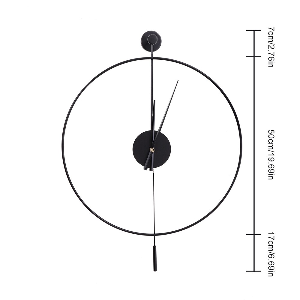 20" Modern Large Metal Wall Clock Non-Numeric Silent Wall Clock & Pendulum
