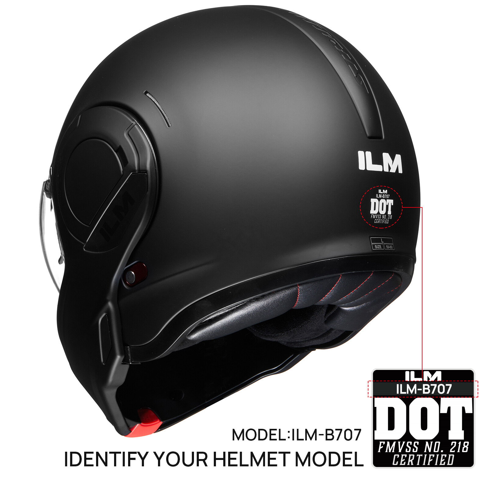 ILM Pre-Owned Vintage Full Face Modular Motorcycle Helmet Adult 180° Flip up DOT