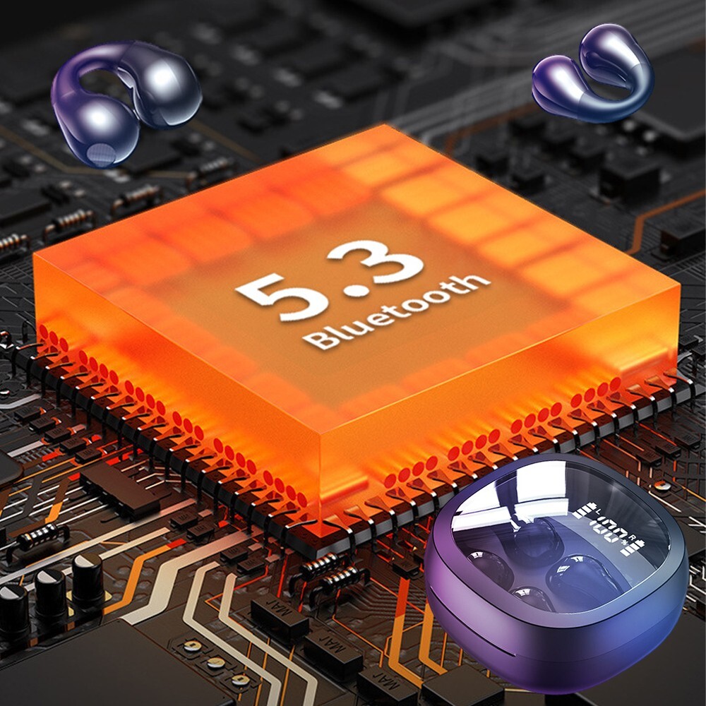 Wireless Bluetooth 5.3 Earbuds Ear Clip Bone Conduction Stereo Headphone Headset