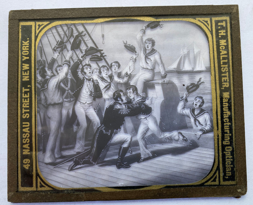 MAGIC LANTERN SLIDE 415 REUNITING SAILORS & SON 1900s