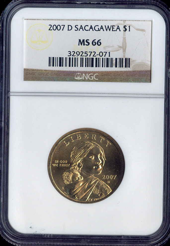 2007-D Sacagawea Dollar NGC MS66 Quality ✔️