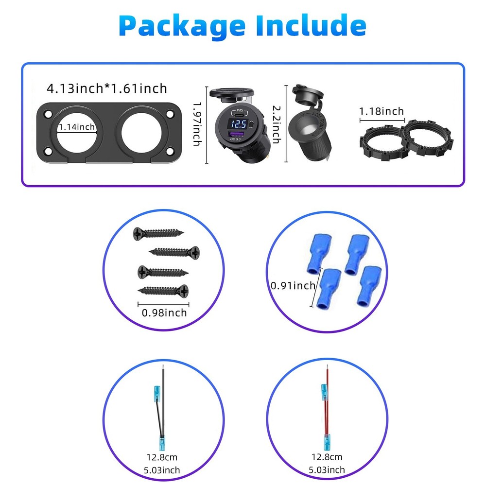 Dual USB Cigarette Lighter Socket Quick Car Charger Power Outlet LED Voltmeter