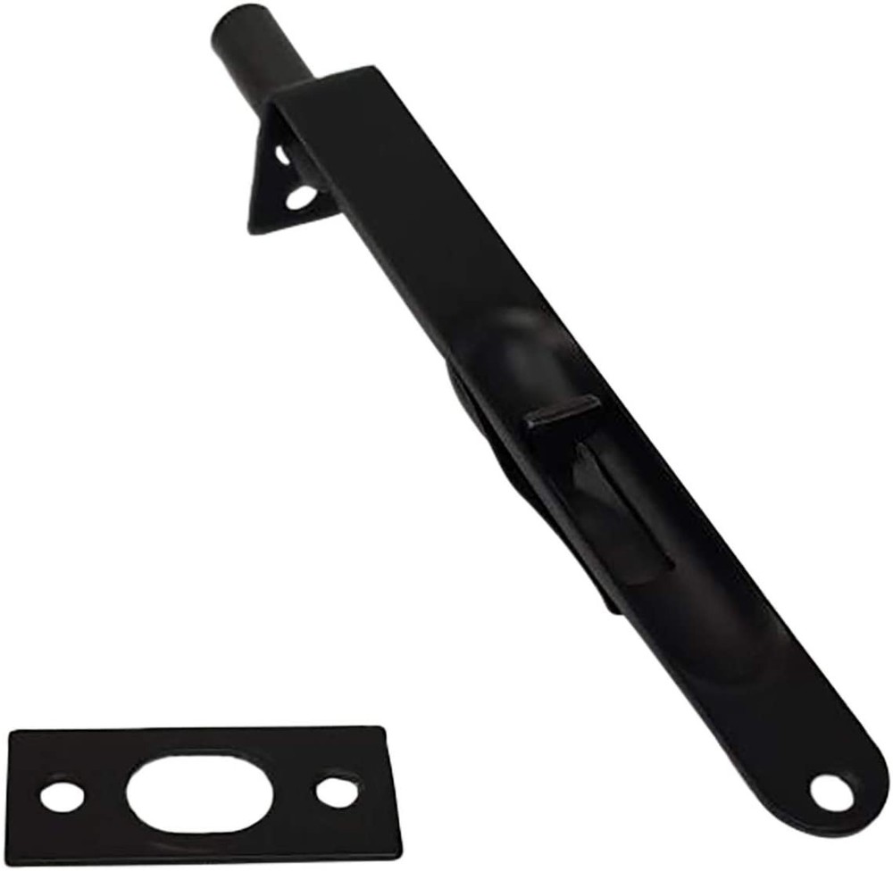 QCAA Solid Brass Flush Bolt 6" Solid Brass 1 pack Round Matte Black