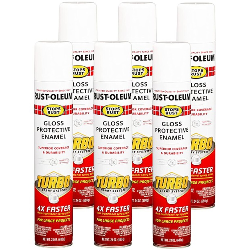 Rust-Oleum 334133 Stops Rust Turbo 24 oz Gloss White 6 pack