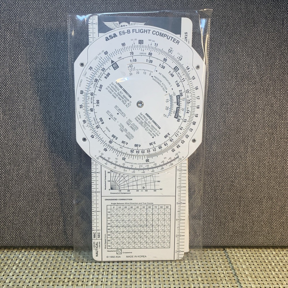 ASA Air Classics L E6-B Flight Computer Instructions & Clear Plastic Sleeve