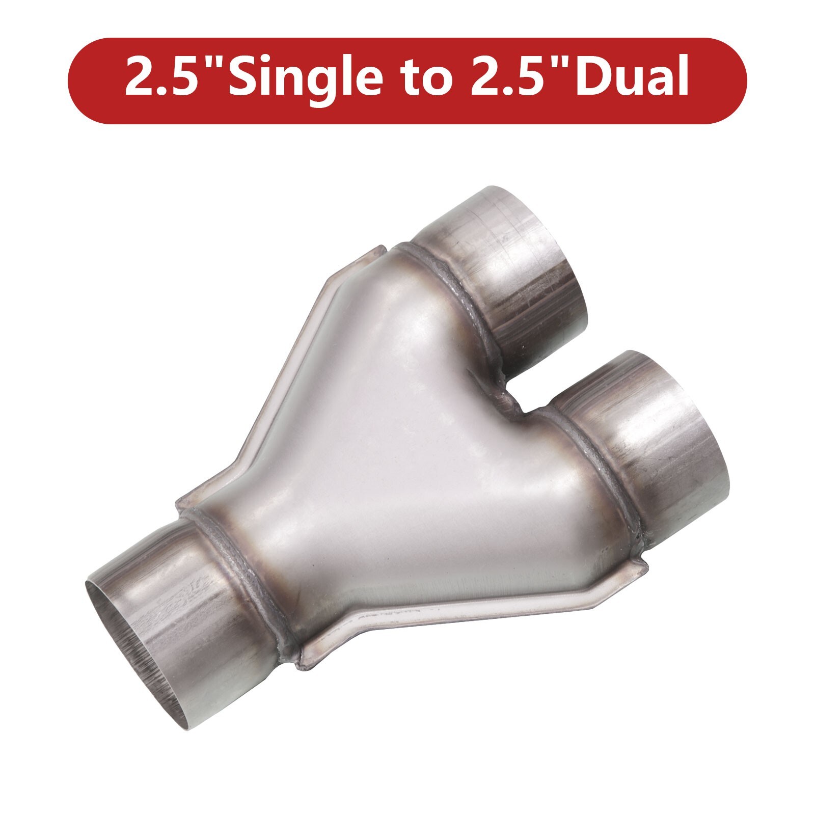 Universal 409 Stainless Exhaust Y Pipe, 2.5" Single to 2.5" Dual Exhaust muffler