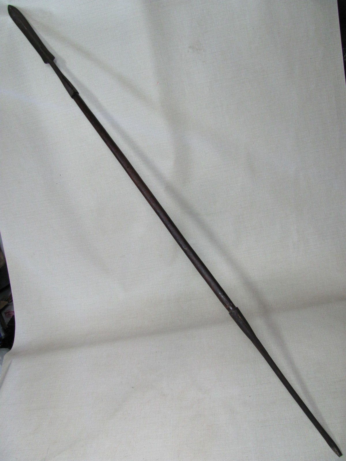 MAASAI SPEAR ASSEGAI TWO-SECTION AFRICAN LION SPEAR 66 INCHES HAND FORGED GOOD