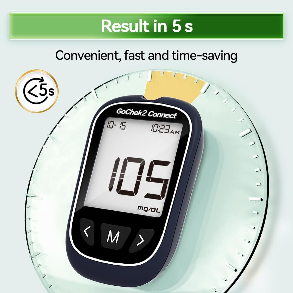 MicroTech Bluetooth Blood Sugar Testing Kit 10 Strips & Lancets, Free App, No Co