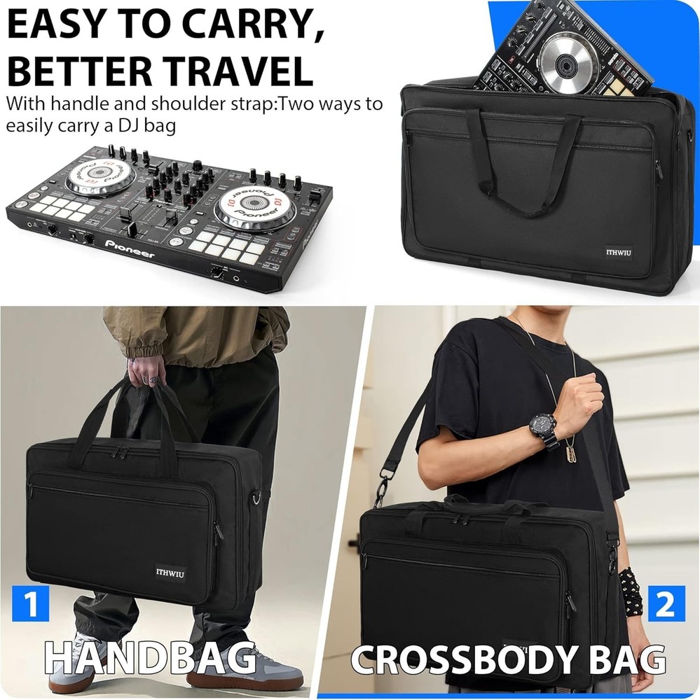 Adjustable DJ Controller Bag with Padded Interior - Fits Hercules, DDJ & More