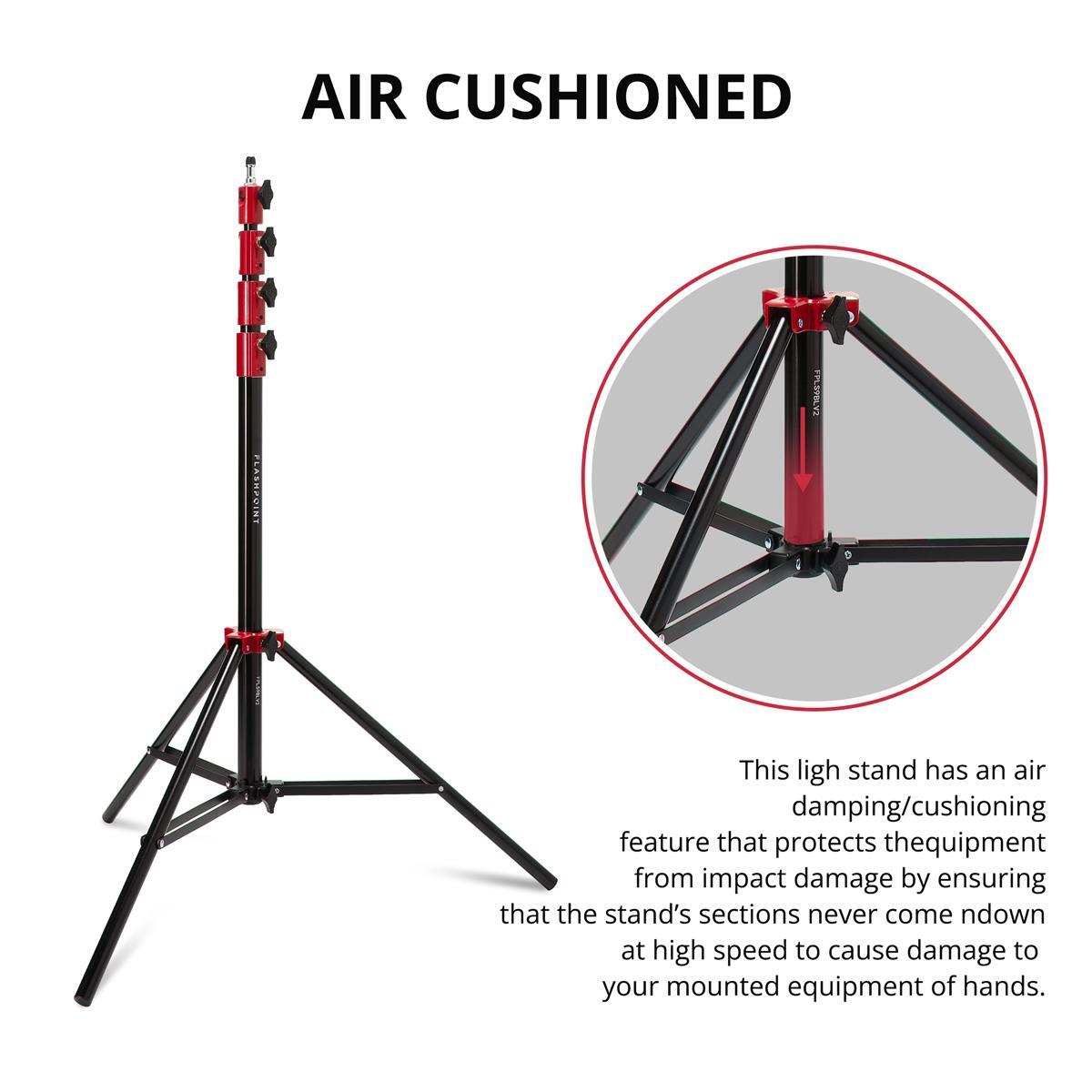 Flashpoint Pro Air-Cushioned Heavy-Duty Light Stand (Red, 9.5') #FP-S-9-RD-V2