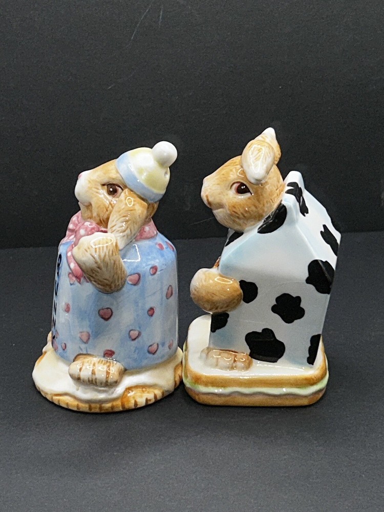 Bunny Rabbit Milk & Cookies Salt & Pepper Shakers Easter Spring
