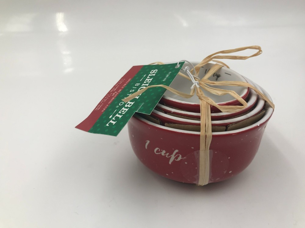 Sleigh Bell Ceramic Speckle Measuring Cup Set AA01B54016
